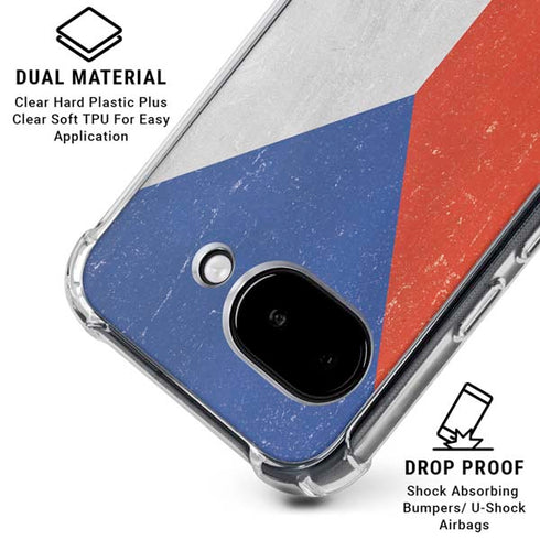 Czech Republic Flag Distressed Google Pixel 9a Clear Case